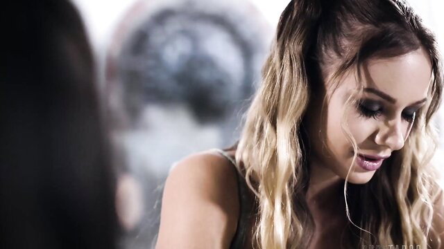 Emily Willis and Naomi Swann teen girls in seductive mirror pose