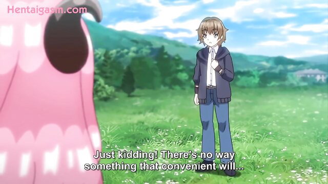 Hentai boy with huge pink-haired succubus in field, 2024 subbed