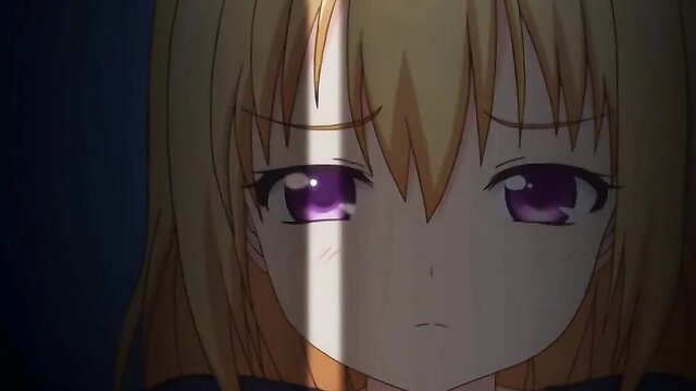 Blonde hentai girl with purple eyes pouts in dramatic light, Soshite Watashi Wa Sensei Ni 3