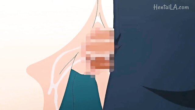 Nozoki Kanojo 04 anime hentai girl peeking at censored cock closeup