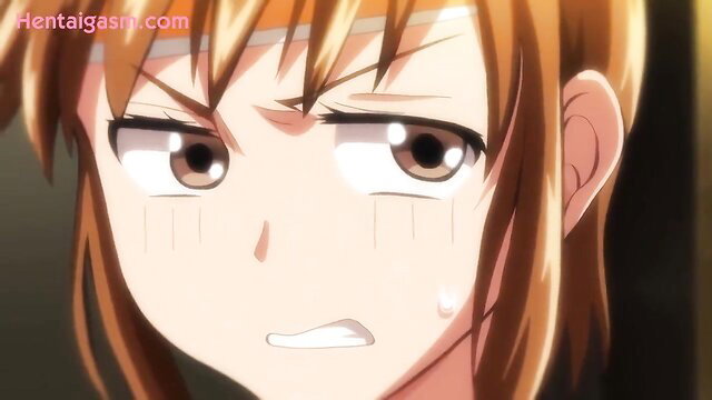 Angry orange-haired anime girl with teary eyes from Joshi Luck 5 hentai