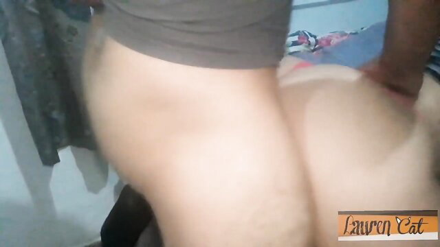 Amateur Brazilian anal sex closeup, man pounding woman's ass doggystyle