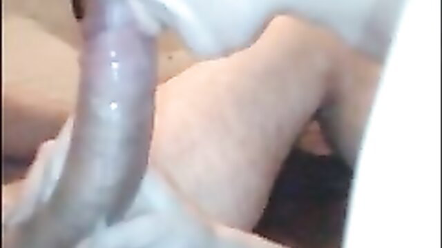 Closeup of thick cock erupting cum on pale thigh in hot cumshot