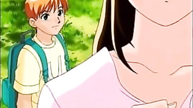 Hentai girl in pink top gets beach massage by redhead boy