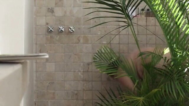 Curvy mom's meaty ass and big boobs in steamy shower