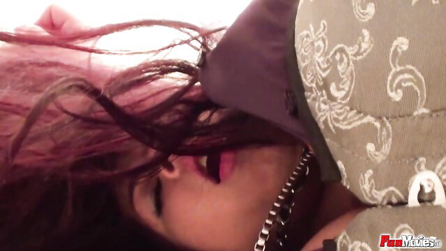 Hot chunky babe with big tits toys her wet cooshie closeup