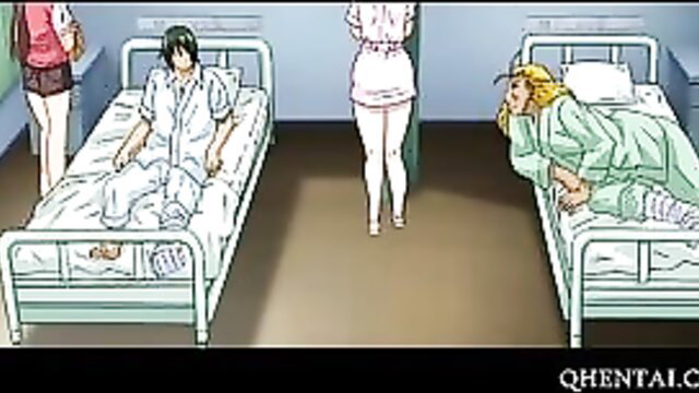 Hentai nurse in short dress teases patient in hospital beds