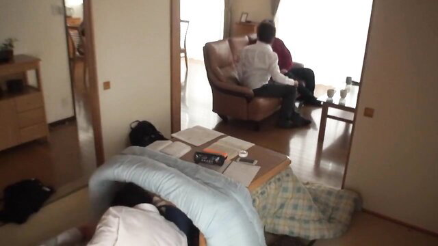 Hot Japanese JAV couple Mayu Hina foreplay on bed, steamy adult scene