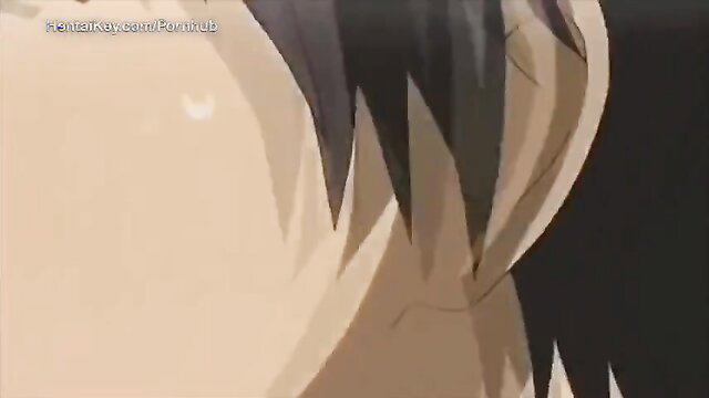 Anime hentai girl with long dark hair in seductive closeup pose