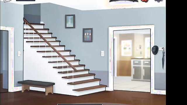 Landlady MILF Summertime Saga in sexy home with stairs, teasing horny guy