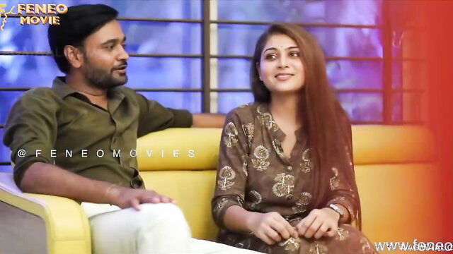 Indian couple in hot web series flirt on couch, big ass babe