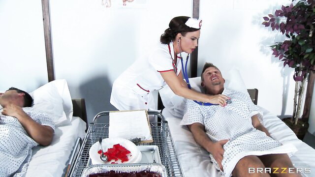 Diamond Foxxx hot nurse fingering patient ass in hospital bed