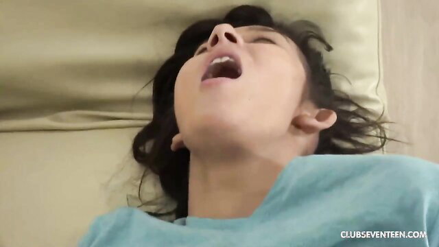 Latina teen with big tits moaning in ecstasy on bed