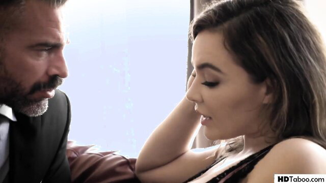 Natasha Nice in lingerie touched by Charles Dera in Pure Taboo anniversary scene