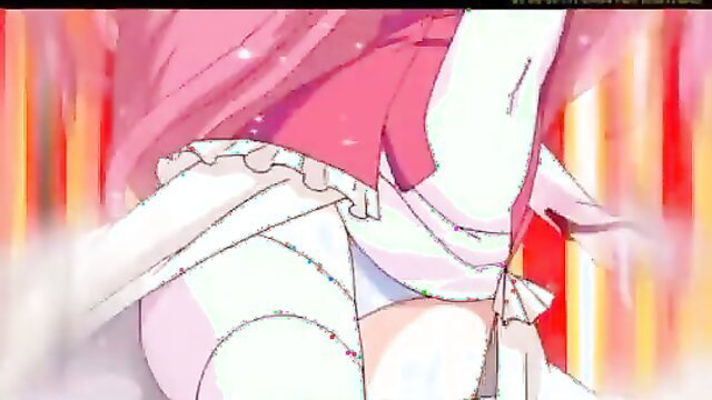 Anime girl in white panties and pink frills, big ass upskirt tease