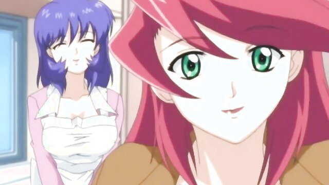 Hot pink-haired MILF babe and purple-haired hottie in skimpy tops tease