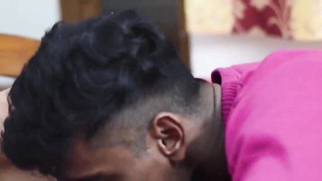 Hot Indian teen boyfriend side profile in pink hoodie, nude ass sex tease