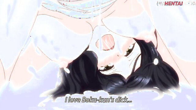 Anime hentai girl confesses love for Boku-kun's dick, big tits exposed