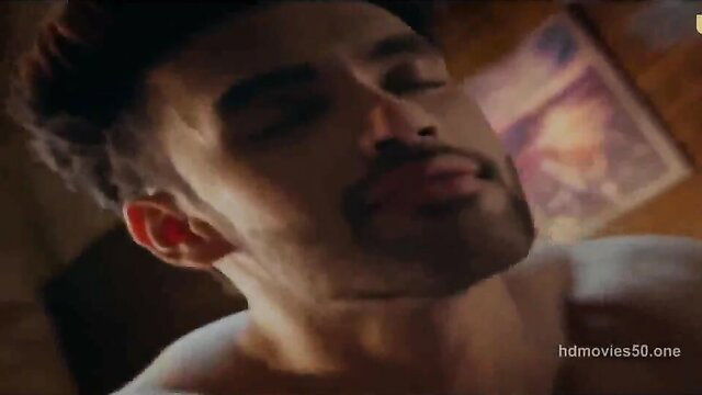 Hot Indian man with beard closes eyes in ecstasy, nude Ullu Khalish