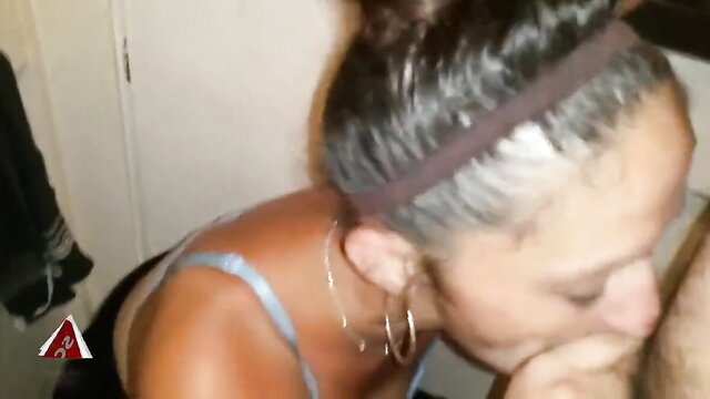 Brittany Angel giving head to man, closeup blowjob