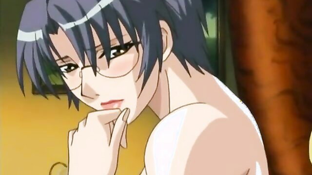 Glamorous anime babe with glasses in sensual hentai pose