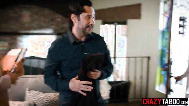 Hot student fucked hard by kinky crush in living room