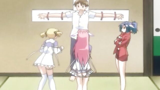 Kawaii hentai teens tie up shy guy in freaky JAV schoolgirl bondage scene