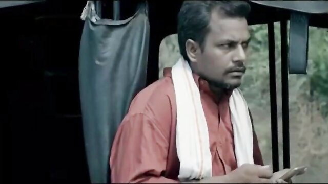 Indian man in red kurta gamcha on bus in rough wife pounding preview