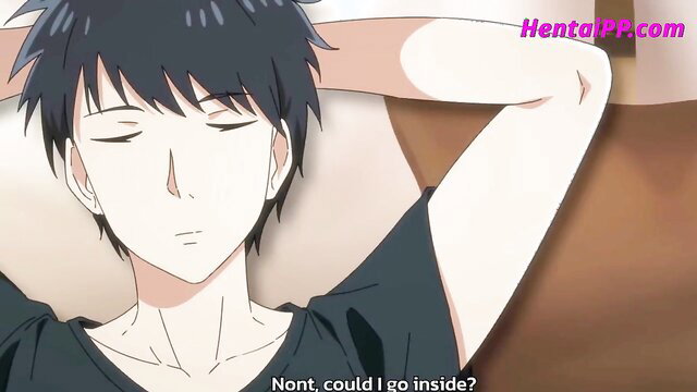 Hentai stepson lounging shirtless in steamy anal creampie scene