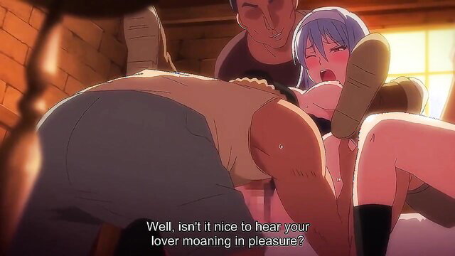 Anime babe with blue hair moans in pleasure fucked by man in steamy hentai