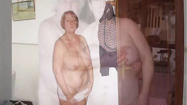 Curvy mature GILF nude with big tits and hairy pussy in slideshow tease