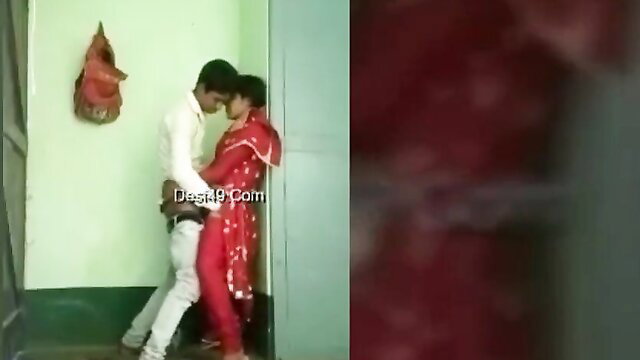 Desi wife in red salwar kameez groped by lover in steamy HD affair