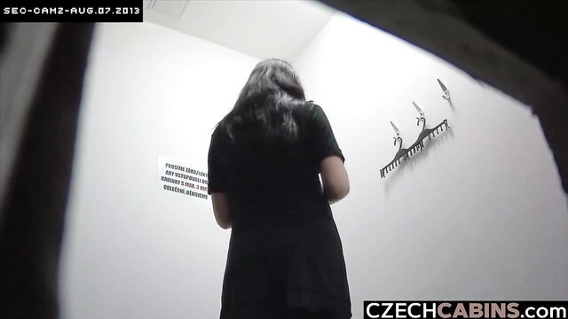 Pregnant Czech amateur in black dress at CzechCabins