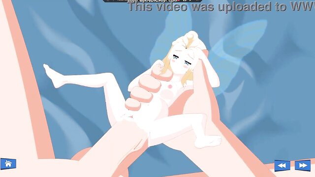Blonde hentai fairy girl fingered and groped by giant hands