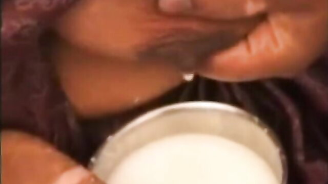 Indian babe drinks cum submissively from bowl on cam