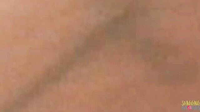 Curvy babe with pierced tits squeezes massive boobs in doggy pounding