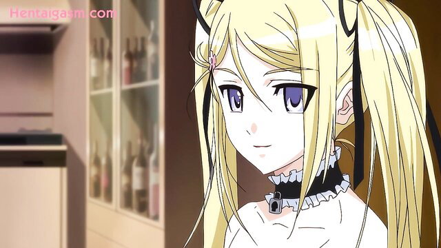 Blonde hentai girl with twintails in frilly dress, uncensored style