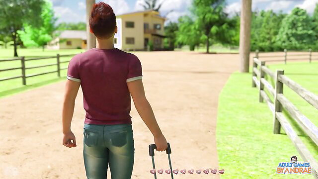 Redhead twink in tight jeans walks away at farm, hot gay tease EP2