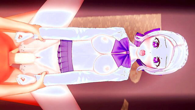 Kinky Kiryuu hentai girl POV titfuck with penis on huge tits