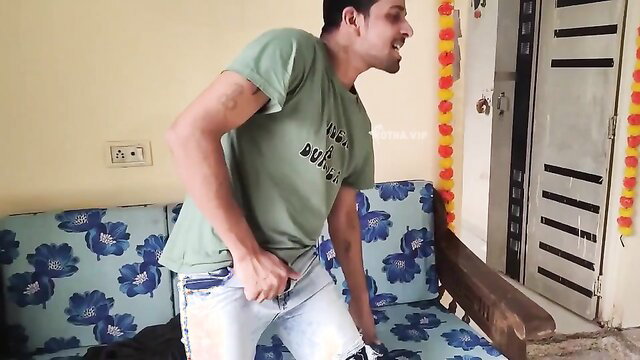 Indian guy pulling down jeans flashing cock in amateur home video