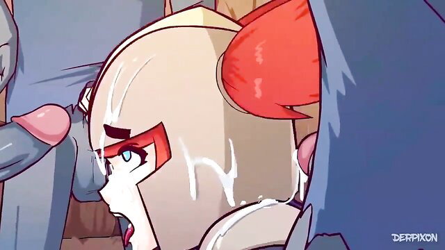 Dwarves gangbang kinky cartoon elf chick with bukkake facial