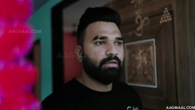 Bearded Indian hunk in tight black shirt, hot short film thumbnail