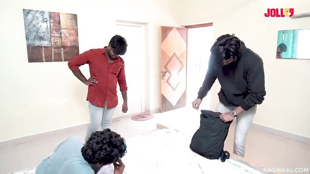 Tamil babe wild 3-on-1 with hot Indian guys in steamy action