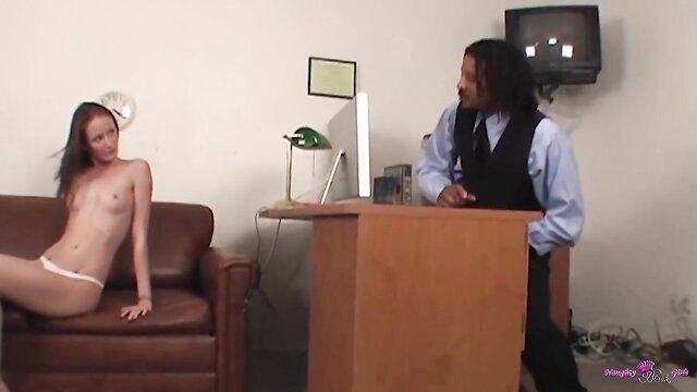 Nude Hailey Young lounges as hung black doctor stands nearby