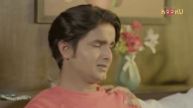 Sultry Indian man in red t-shirt closeup, sultry servant Suno Sasurji erotic thumbnail
