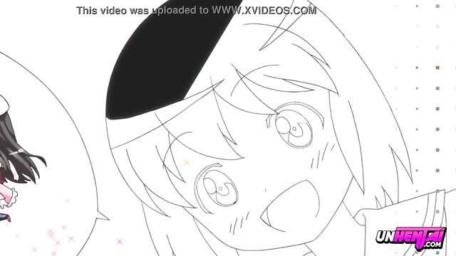 Cute anime teen girls in swimsuits excited at beach hentai