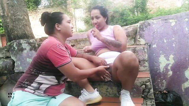 Two horny Brazilian BBW Latinas getting intimate outdoors