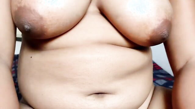 Hot Indian aunty shows big brown tits and fat belly peeing for virgin boy