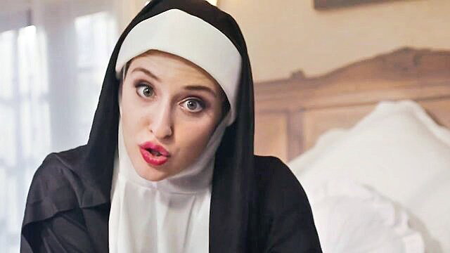 Thicc nun in black habit stares seductively, begs repentance for sins