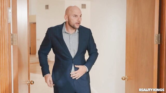 Bald suited JMac in doorway, Hazel Grace Sophia Leone threesome